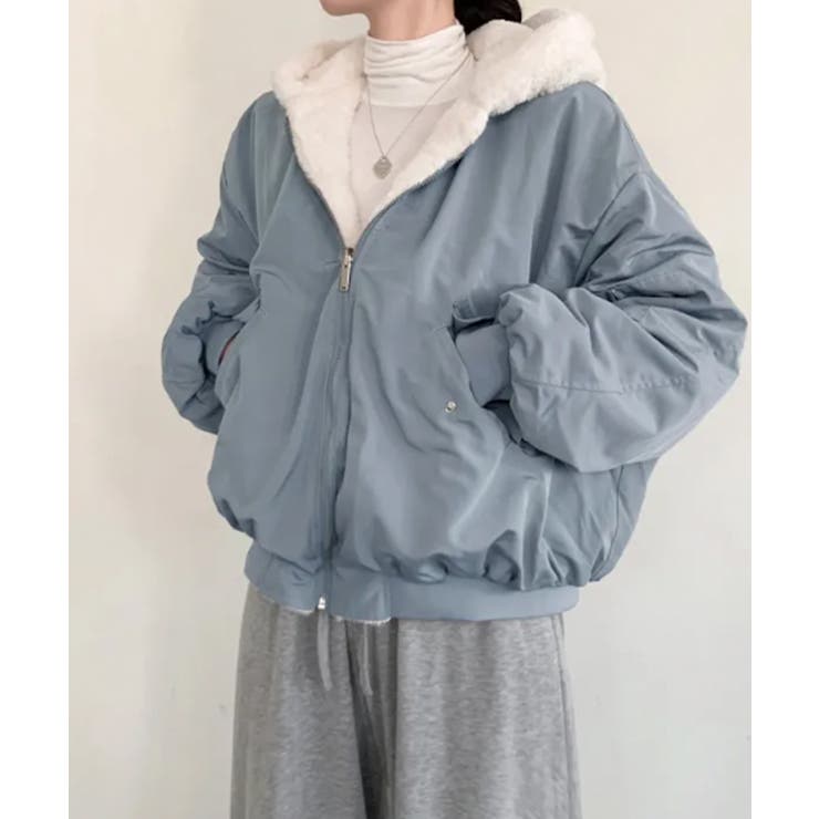 リバーシブル フード付きボリュームブルゾン ジャケット | VIVID LADY | 詳細画像1 