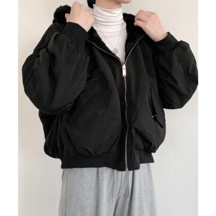 リバーシブル フード付きボリュームブルゾン ジャケット | VIVID LADY | 詳細画像6 