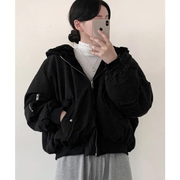 リバーシブル フード付きボリュームブルゾン ジャケット | VIVID LADY | 詳細画像7 