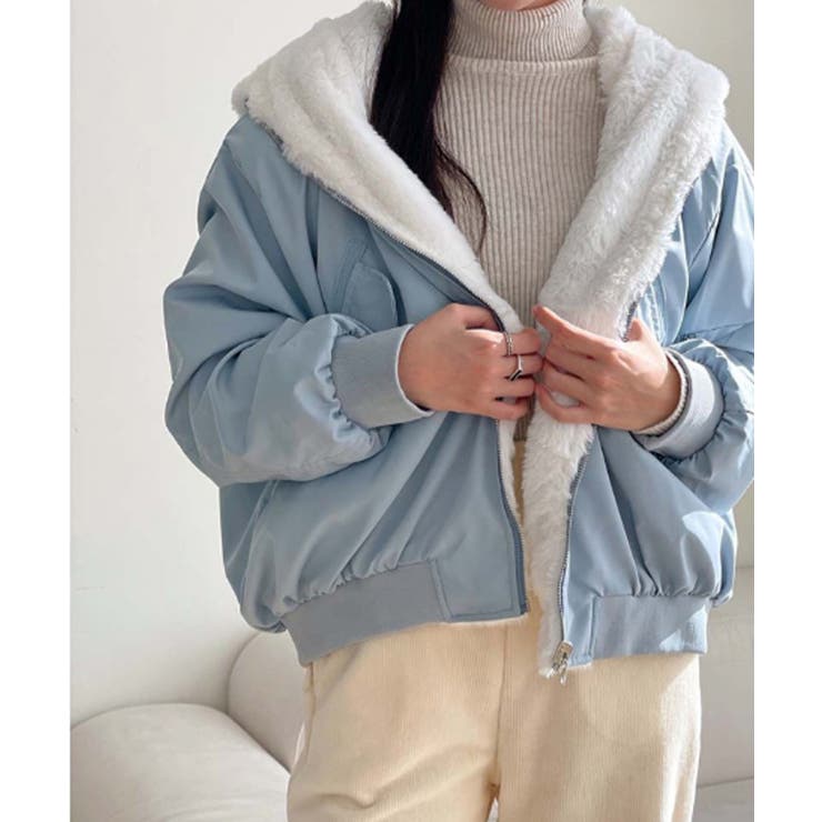 リバーシブル フード付きボリュームブルゾン ジャケット | VIVID LADY | 詳細画像9 