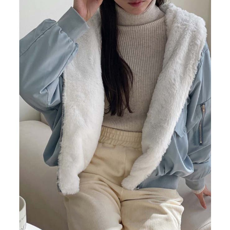 リバーシブル フード付きボリュームブルゾン ジャケット | VIVID LADY | 詳細画像10 