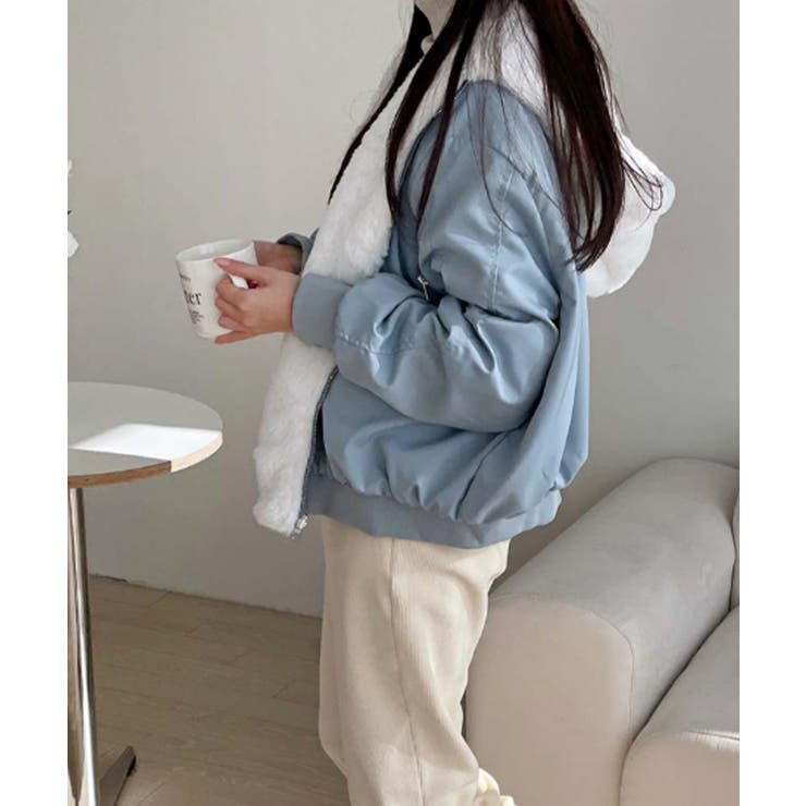 リバーシブル フード付きボリュームブルゾン ジャケット | VIVID LADY | 詳細画像17 