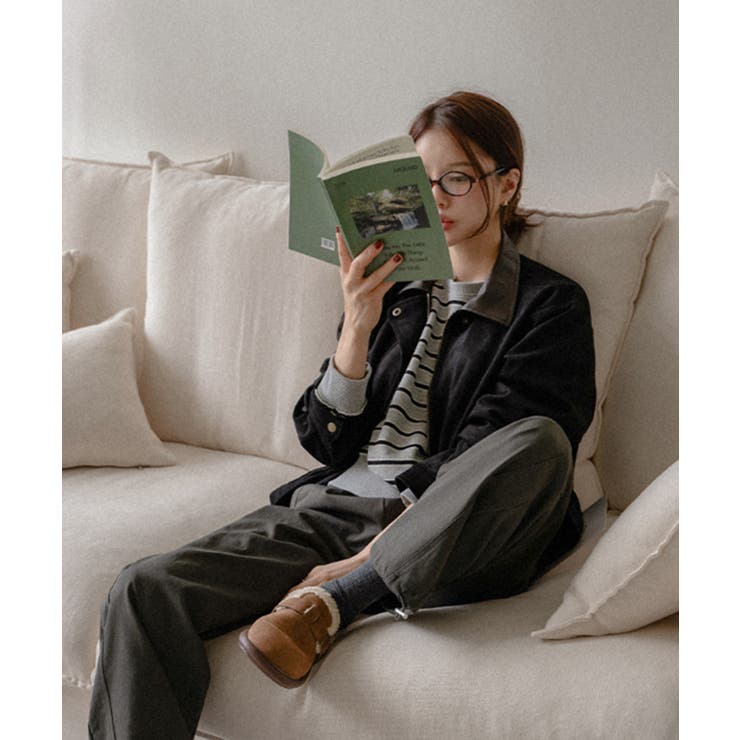 フェイクレザー襟付き スエードライク ブルゾンジャケット | VIVID LADY | 詳細画像4 