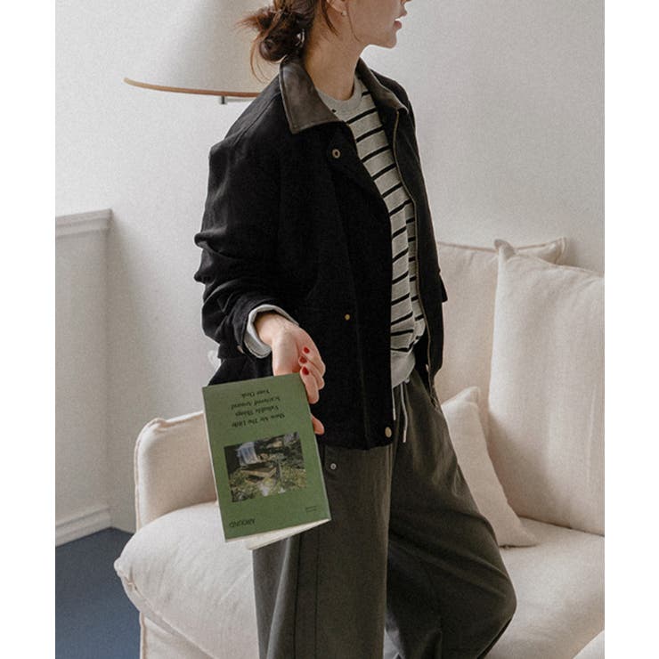 フェイクレザー襟付き スエードライク ブルゾンジャケット | VIVID LADY | 詳細画像6 