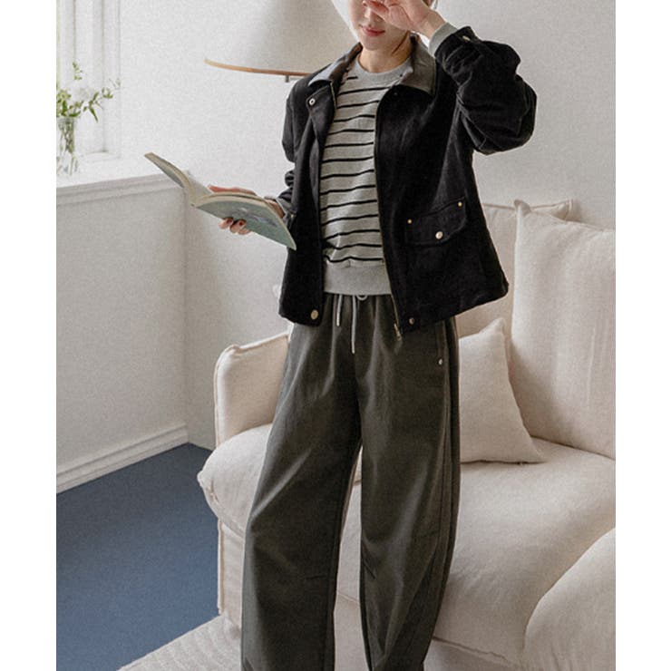 フェイクレザー襟付き スエードライク ブルゾンジャケット | VIVID LADY | 詳細画像17 