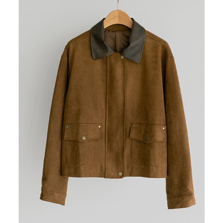 フェイクレザー襟付き スエードライク ブルゾンジャケット | VIVID LADY | 詳細画像20 