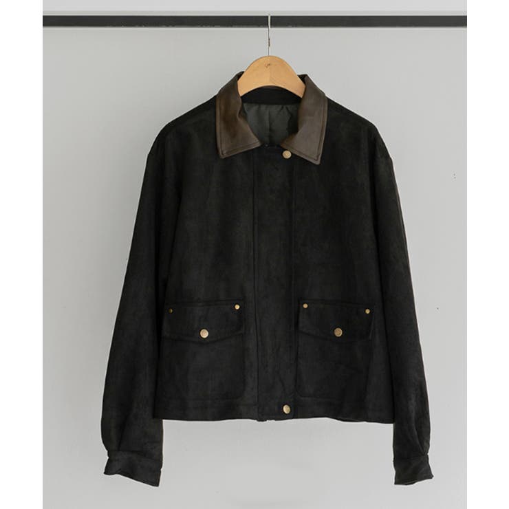 フェイクレザー襟付き スエードライク ブルゾンジャケット | VIVID LADY | 詳細画像21 