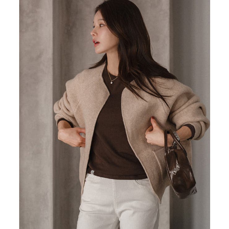 ノーカラー ウールタッチ ニットアウター | VIVID LADY | 詳細画像11 