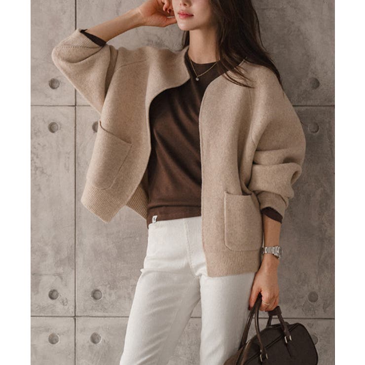 ノーカラー ウールタッチ ニットアウター | VIVID LADY | 詳細画像15 