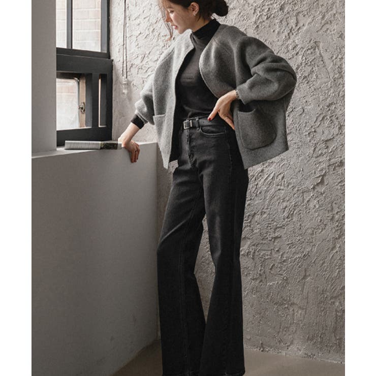 ノーカラー ウールタッチ ニットアウター | VIVID LADY | 詳細画像25 