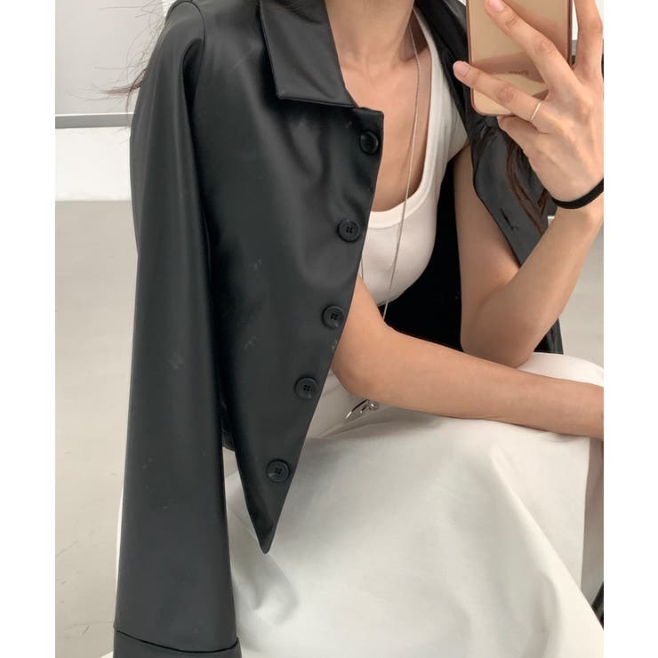 クロップド丈 フェイクレザージャケット | VIVID LADY | 詳細画像2 