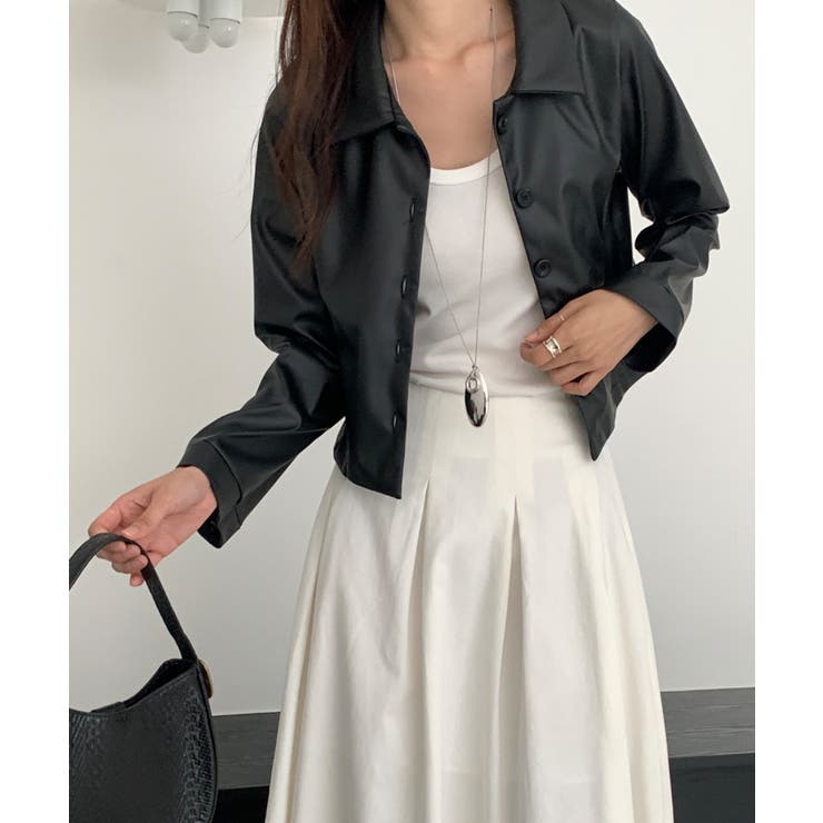 クロップド丈 フェイクレザージャケット | VIVID LADY | 詳細画像11 