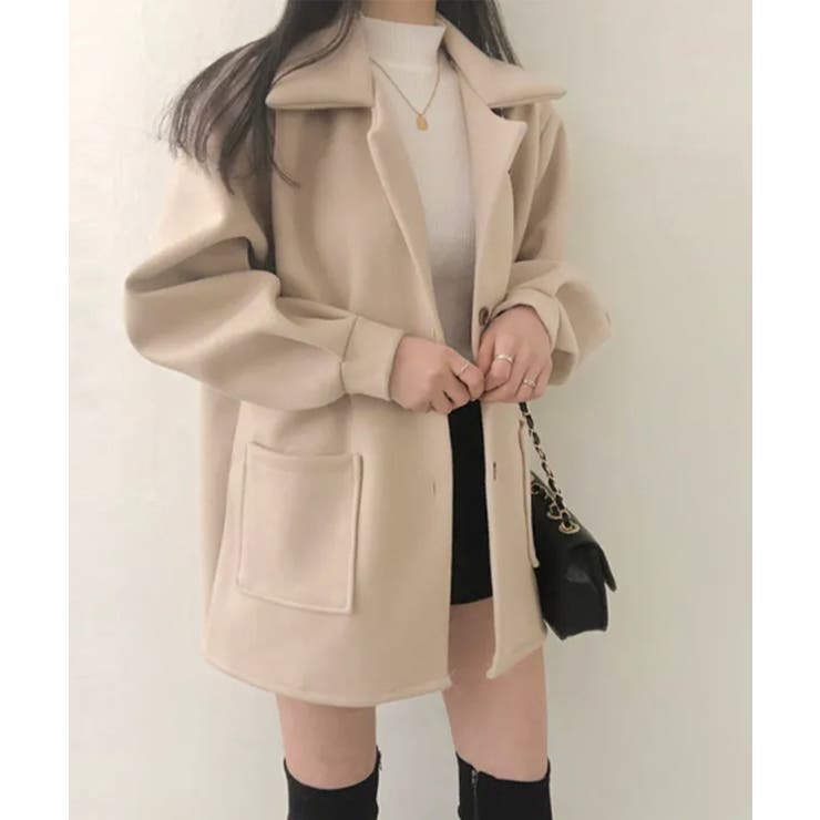 パフスリーブ ミドル丈 シンプルコートジャケット | VIVID LADY | 詳細画像3