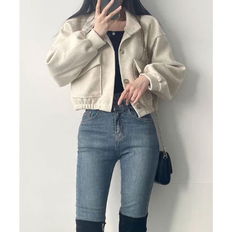 パフスリーブ ショート丈 スタンドネックブルゾン | VIVID LADY | 詳細画像3 