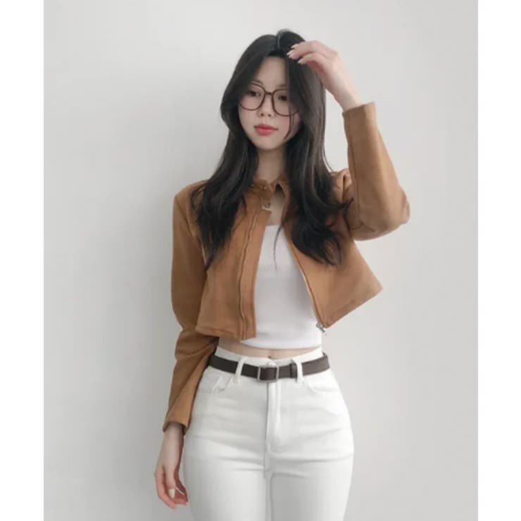 スエードタッチ クロップド丈 ライダース風ジャケット | VIVID LADY | 詳細画像4 