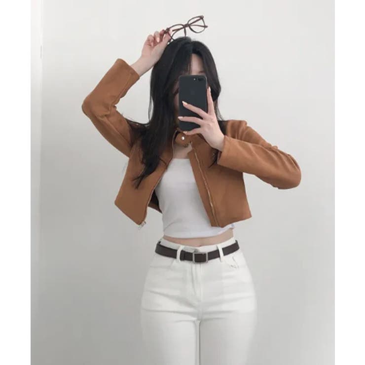 スエードタッチ クロップド丈 ライダース風ジャケット | VIVID LADY | 詳細画像7 