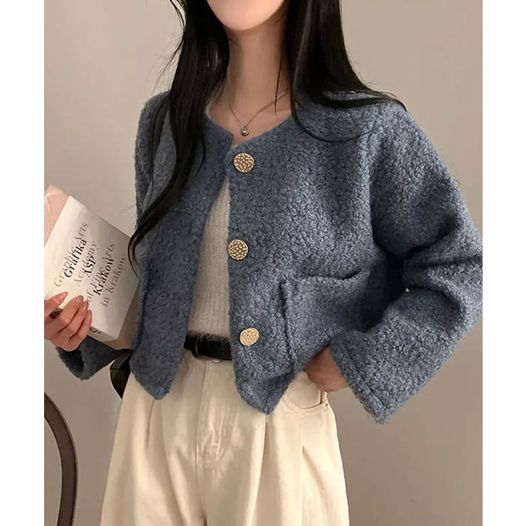 ゴールドボタン クロップドボアジャケット | VIVID LADY | 詳細画像15 