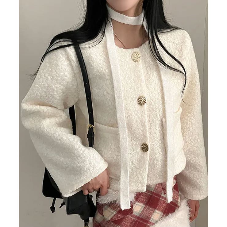 ゴールドボタン クロップドボアジャケット | VIVID LADY | 詳細画像2 