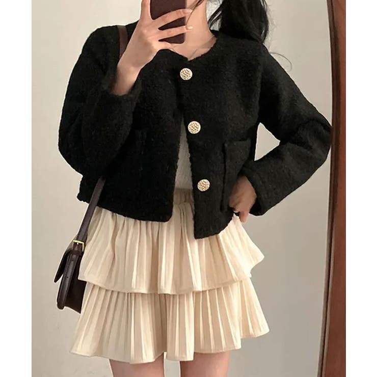 ゴールドボタン クロップドボアジャケット | VIVID LADY | 詳細画像20 