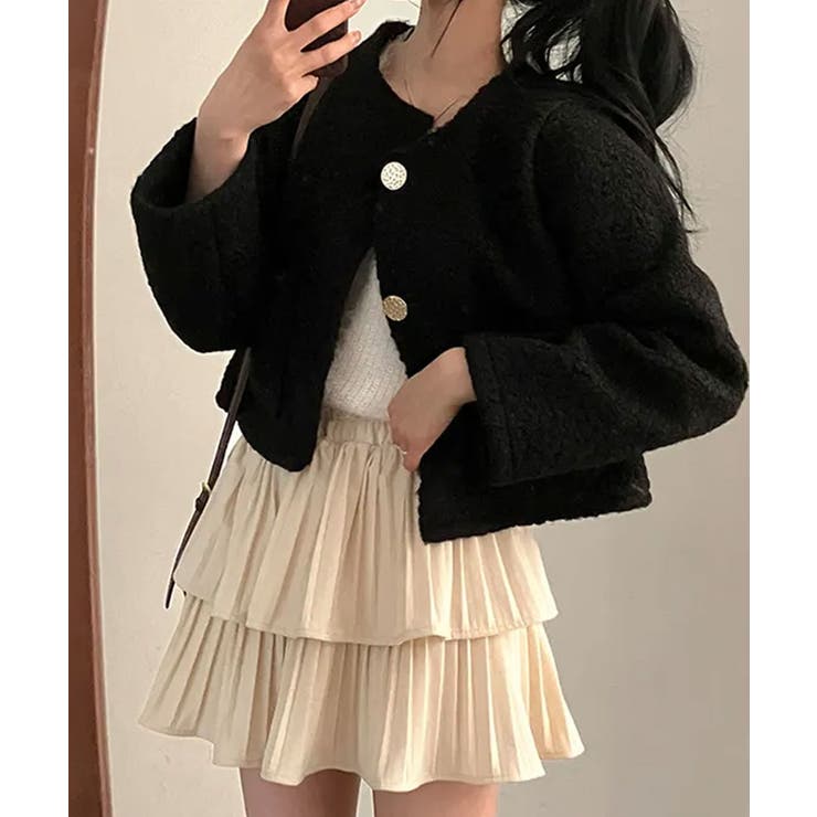 ゴールドボタン クロップドボアジャケット | VIVID LADY | 詳細画像21 