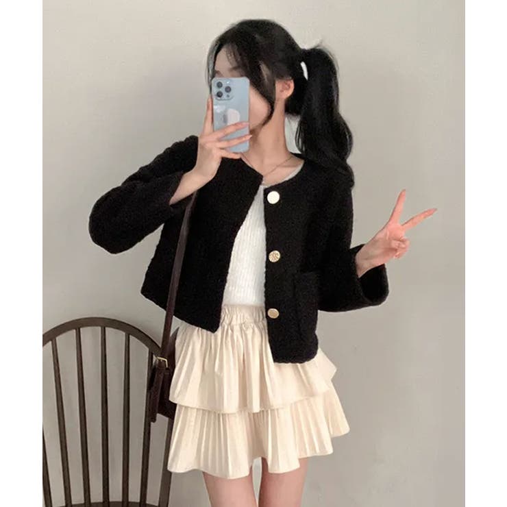 ゴールドボタン クロップドボアジャケット | VIVID LADY | 詳細画像22 