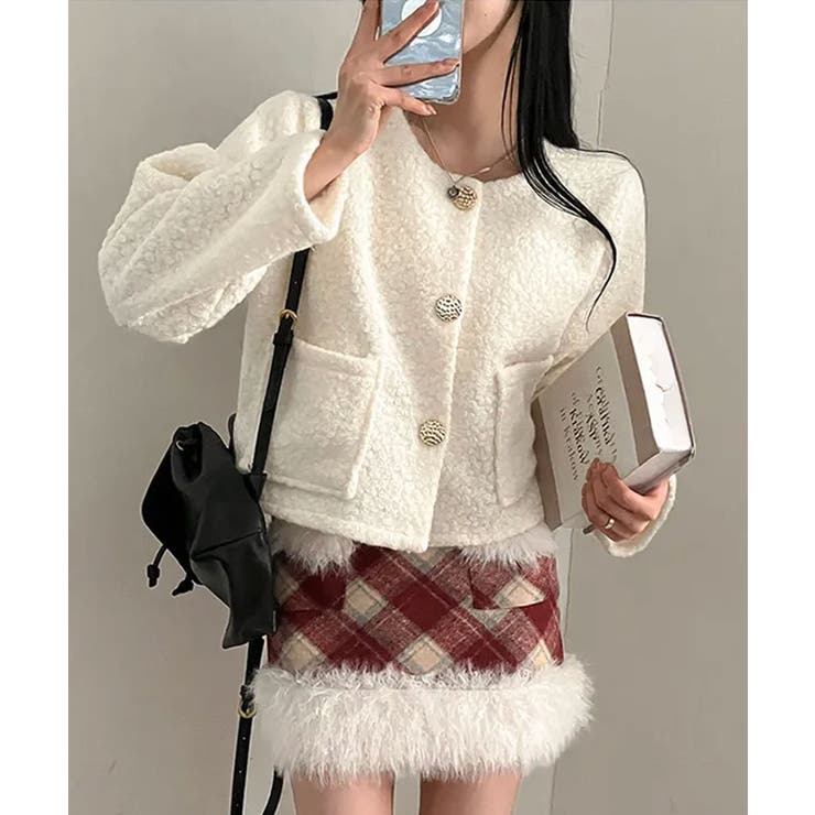 ゴールドボタン クロップドボアジャケット | VIVID LADY | 詳細画像3 