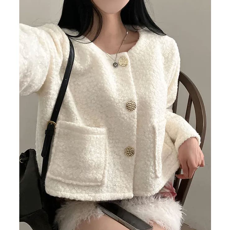 ゴールドボタン クロップドボアジャケット | VIVID LADY | 詳細画像5 