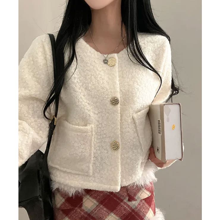 ゴールドボタン クロップドボアジャケット | VIVID LADY | 詳細画像1 