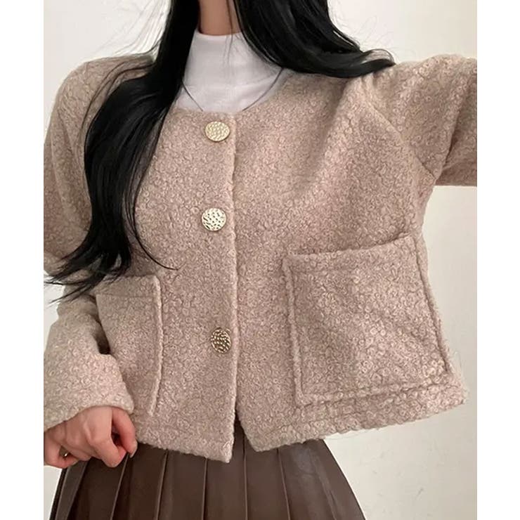 ゴールドボタン クロップドボアジャケット | VIVID LADY | 詳細画像9 