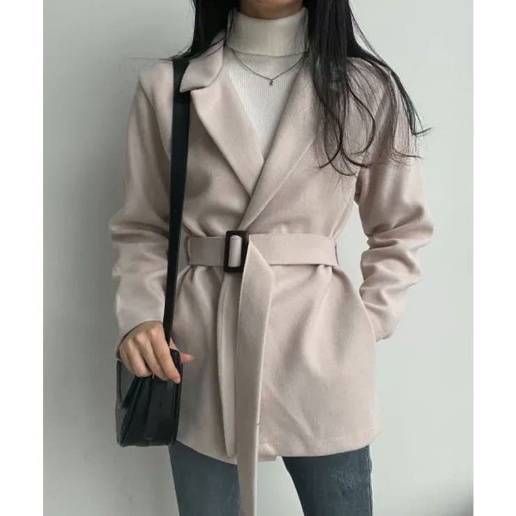 ライトベージュ | ウエストベルト付 ライトテーラードジャケット | VIVID LADY