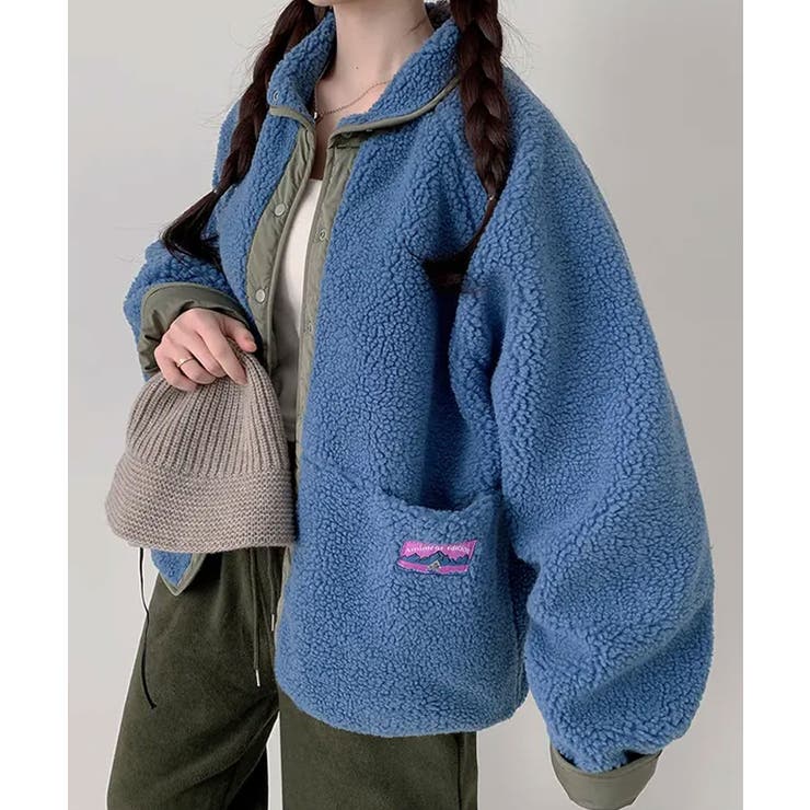 ボア　リバーシブルジャケット リバーシブル 配色ボアジャケット[品番：KH000015865]｜VIVID LADY