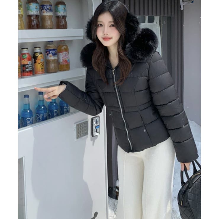 取り外し可能ファー付 フーデッドダウンジャケット | VIVID LADY | 詳細画像1 