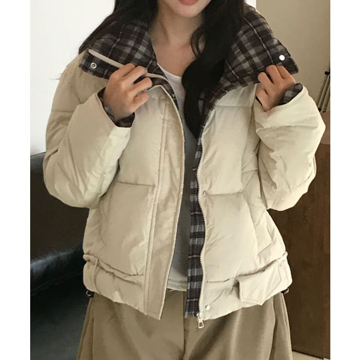 チェック柄 ショートダウンジャケット | VIVID LADY | 詳細画像1 