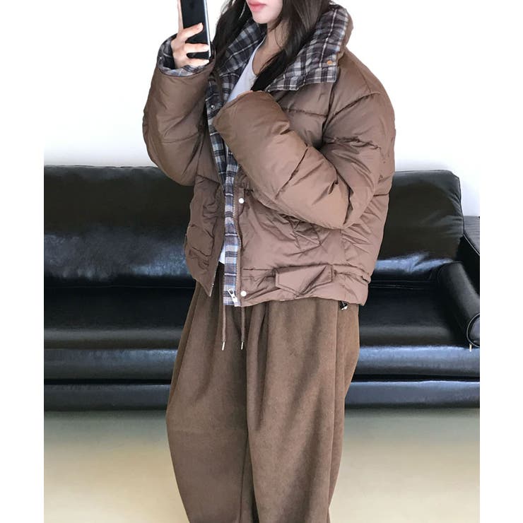 チェック柄 ショートダウンジャケット | VIVID LADY | 詳細画像9 