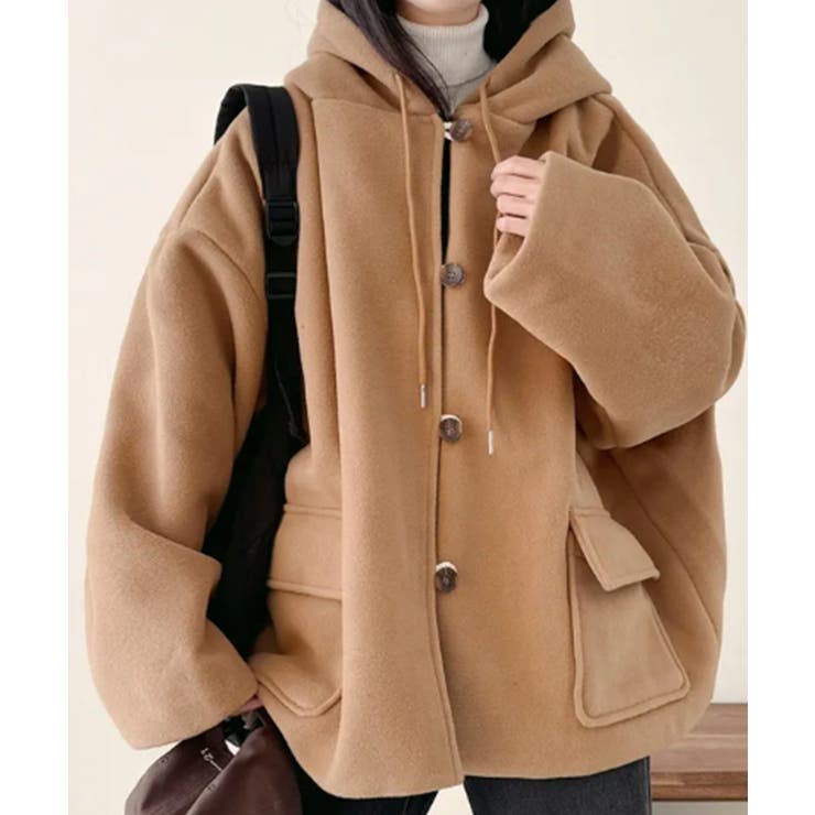 チェック柄切替オーバーサイズダッフルコート | VIVID LADY | 詳細画像3 