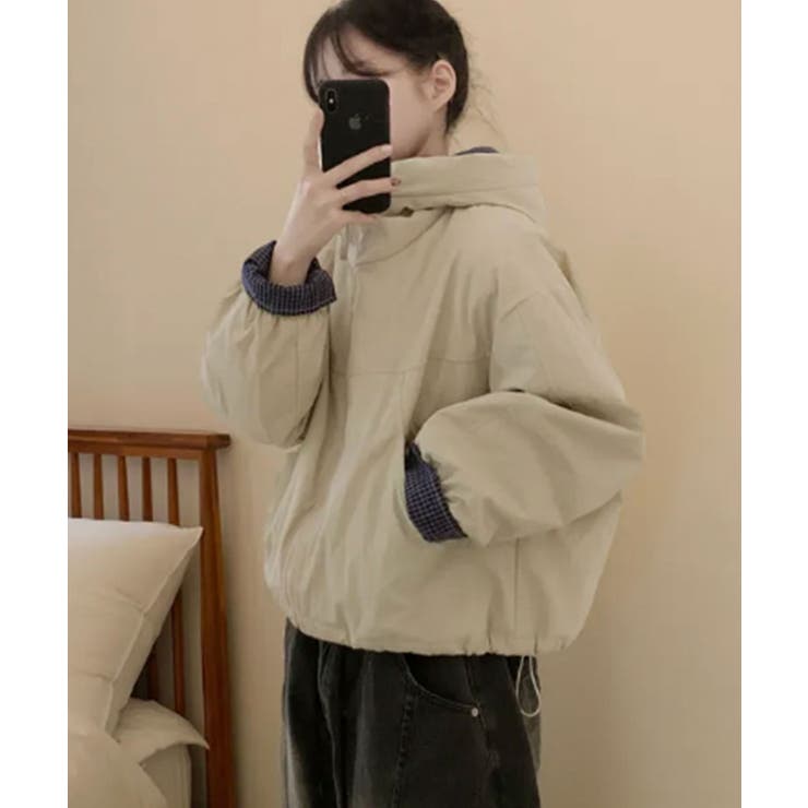 チェック切替ファー裏地 フーディーブルゾン | VIVID LADY | 詳細画像1 