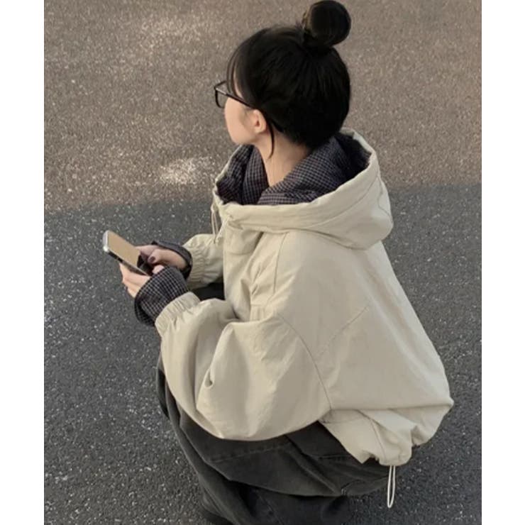 チェック切替ファー裏地 フーディーブルゾン | VIVID LADY | 詳細画像4 