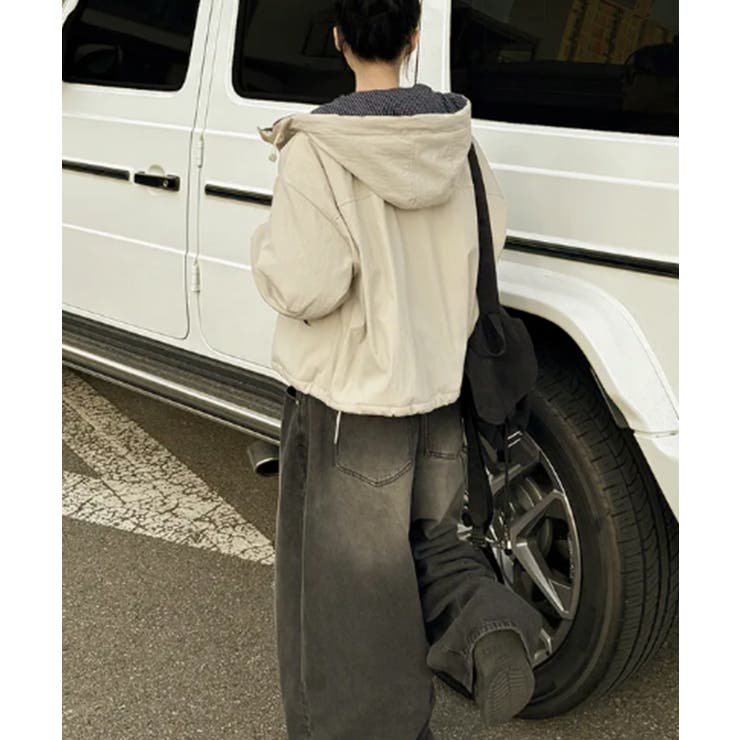 チェック切替ファー裏地 フーディーブルゾン | VIVID LADY | 詳細画像7 