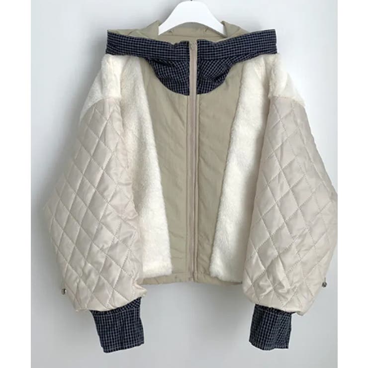 チェック切替ファー裏地 フーディーブルゾン | VIVID LADY | 詳細画像24 