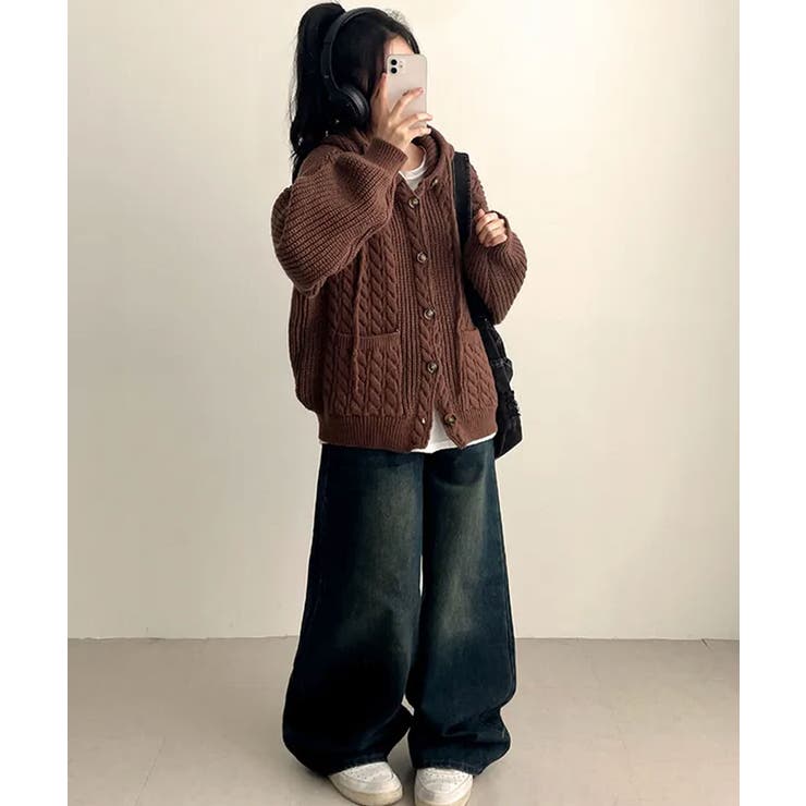 ケーブル編みフード付きニットカーディガン | VIVID LADY | 詳細画像10 