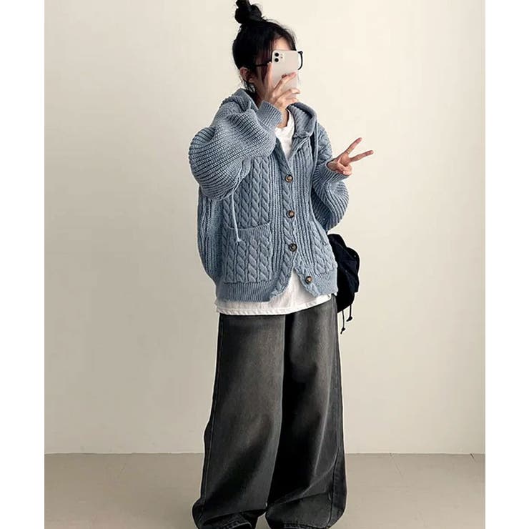 ケーブル編みフード付きニットカーディガン | VIVID LADY | 詳細画像18 