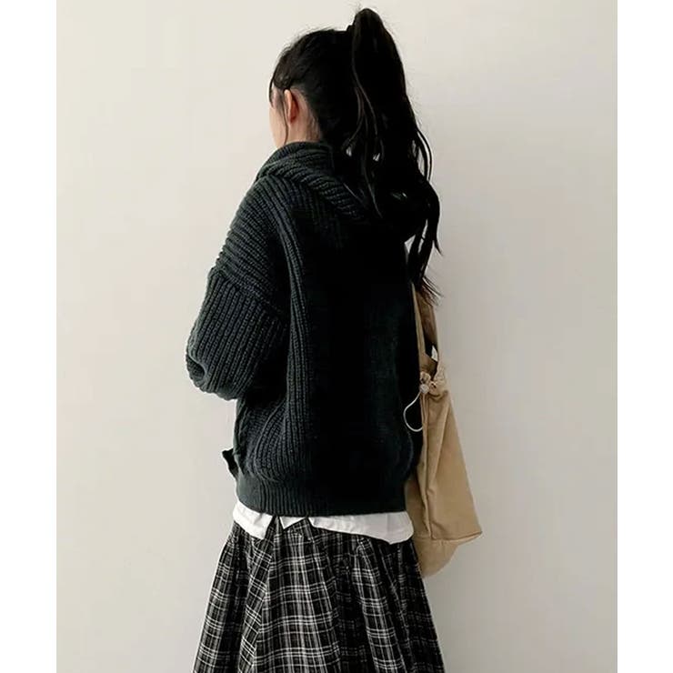 ケーブル編みフード付きニットカーディガン | VIVID LADY | 詳細画像26 