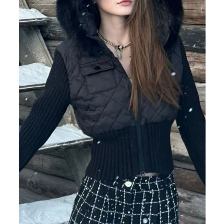 ニットスリーブ切替 ファー付きショートジャケット | VIVID LADY | 詳細画像5 