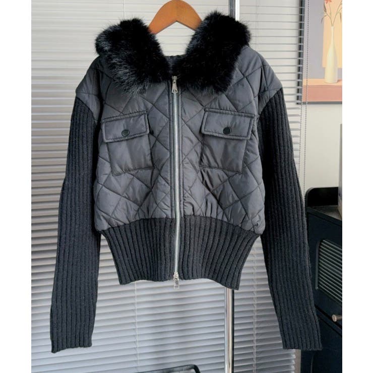 ニットスリーブ切替 ファー付きショートジャケット | VIVID LADY | 詳細画像7 