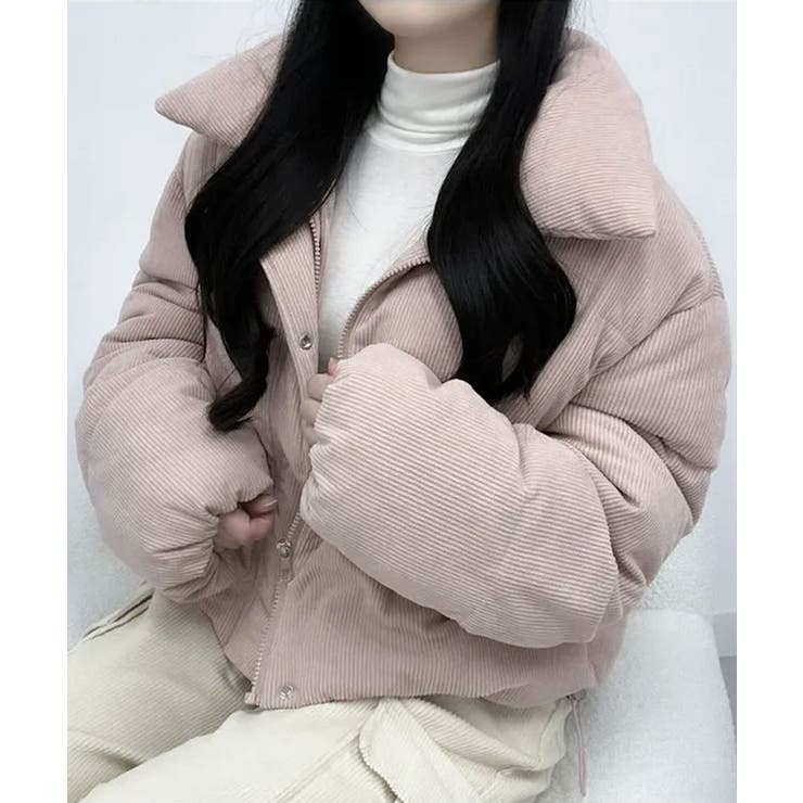 ピンク | コーデュロイ 中綿ショートダウンジャケット | VIVID LADY