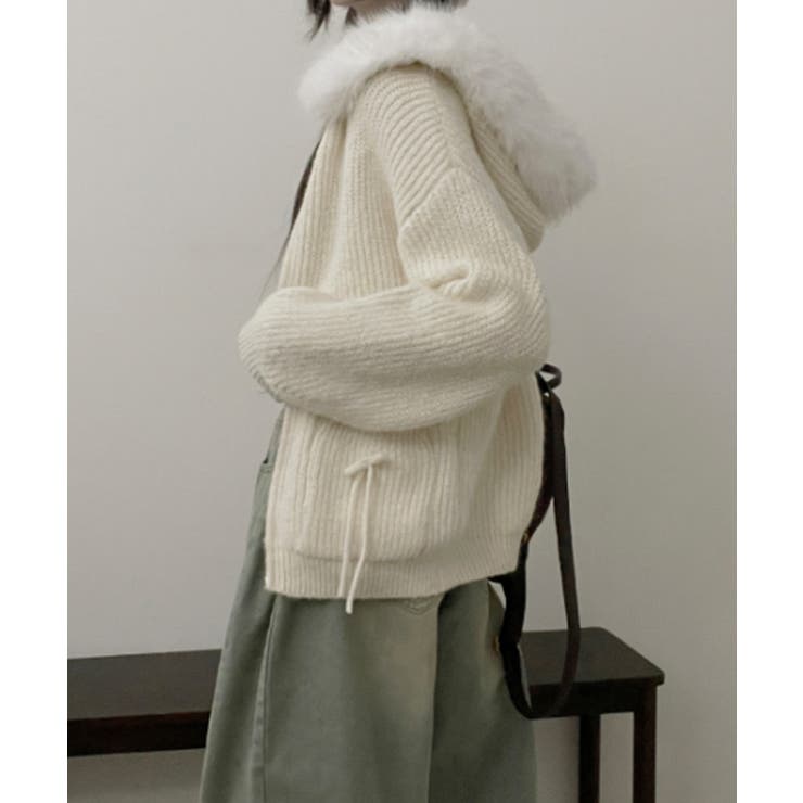 ファー付きフード ダブルジップニットカーディガン | VIVID LADY | 詳細画像8 