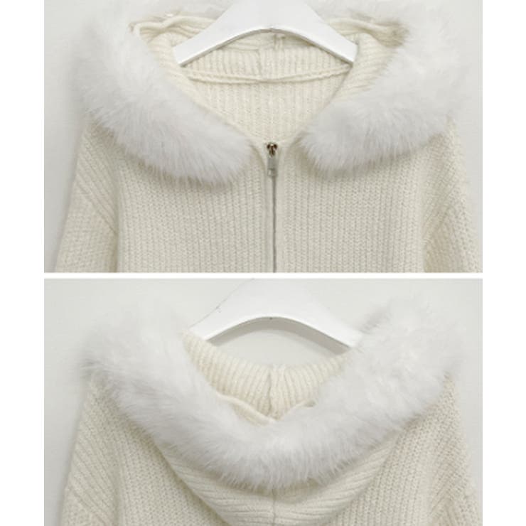 ファー付きフード ダブルジップニットカーディガン | VIVID LADY | 詳細画像19 