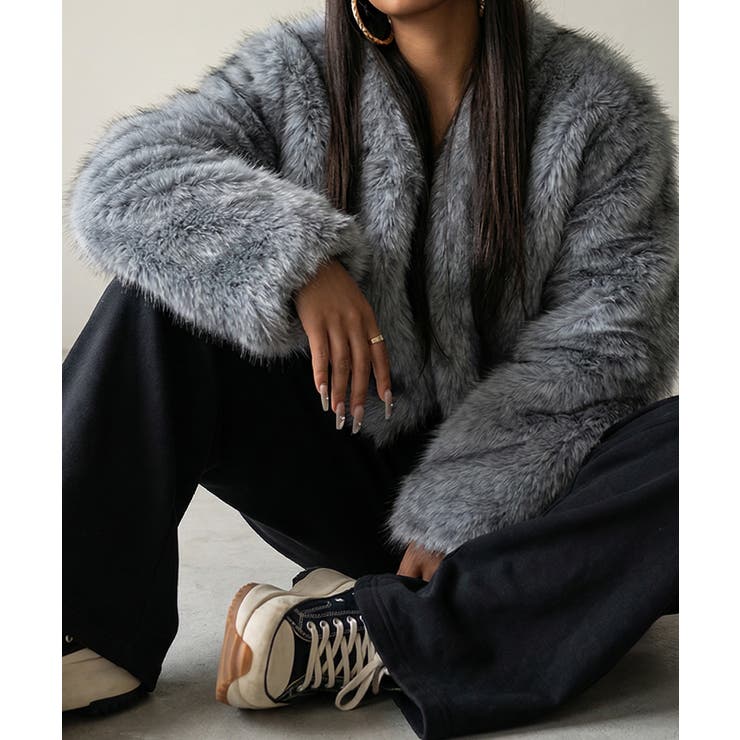 ノーカラー フェイクファージャケット | VIVID LADY | 詳細画像5 