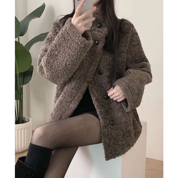 もこもこ スタンドネック ボアジャケットコート | VIVID LADY | 詳細画像1 