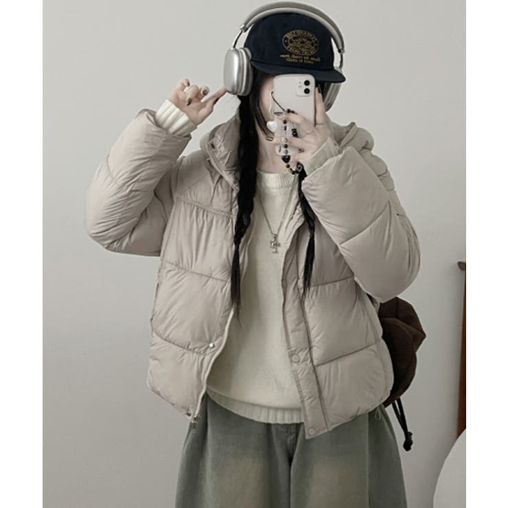 ライトベージュ | フード付き 中綿ダウンジャケット | VIVID LADY